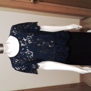 Karen Kane cobalt blue/black lace cutout top, size XL, great condition